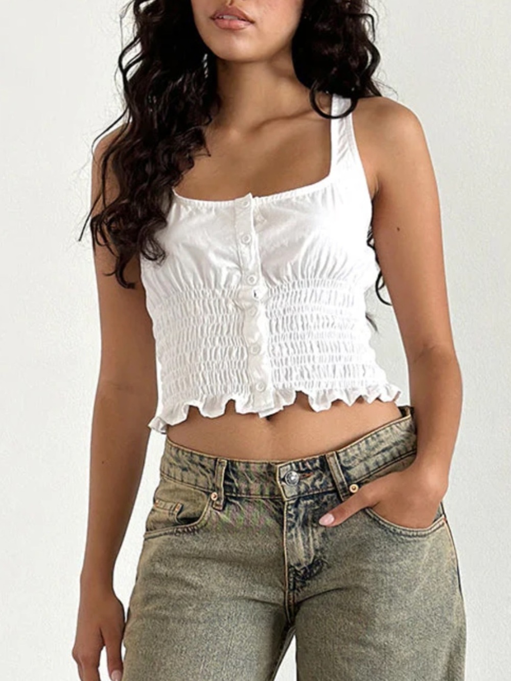 NWT Motel Rocks Sayake Ruched Top in White - Picture 2 of 6